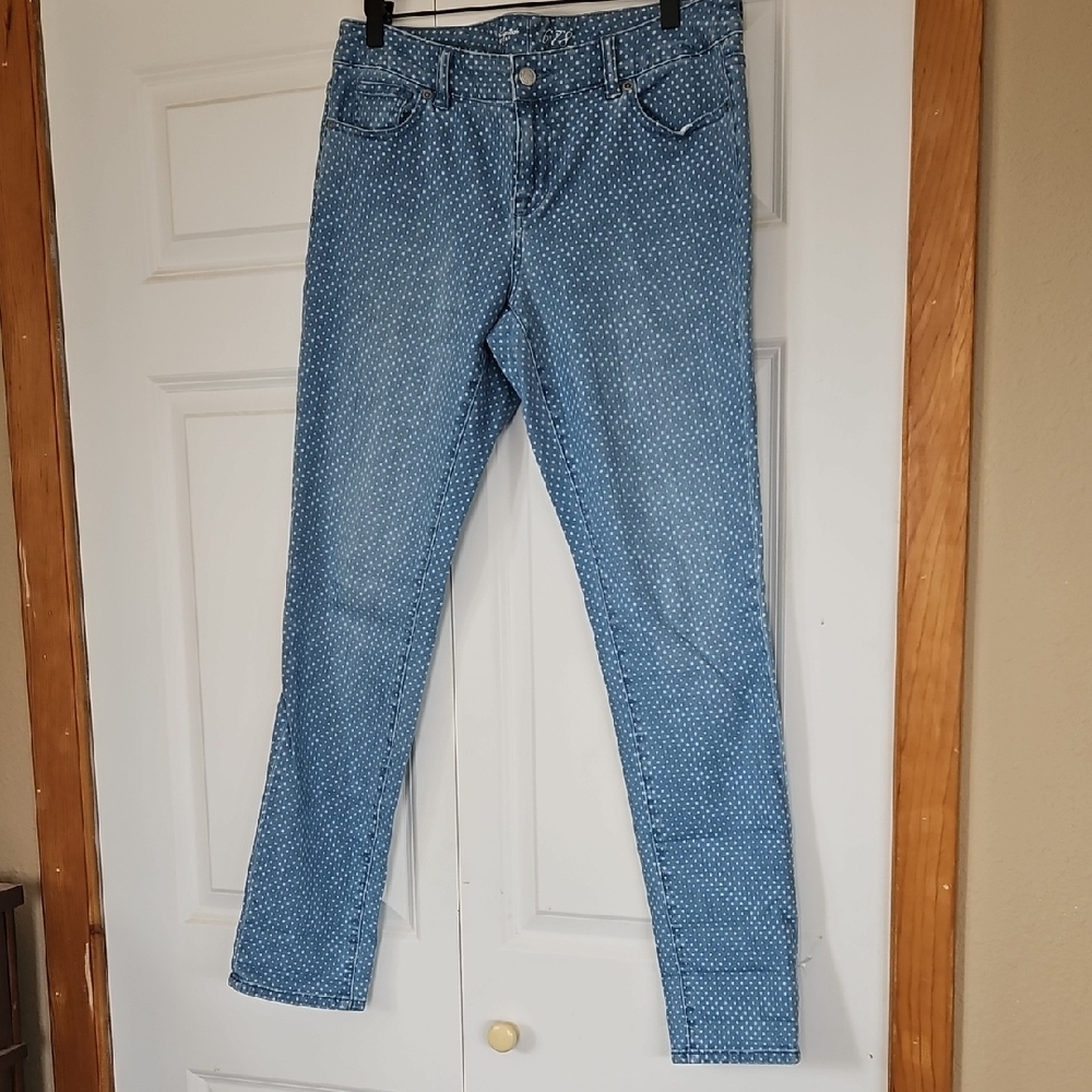 Women's The Limited Denim Blue Polka Dot Jeans Size 10